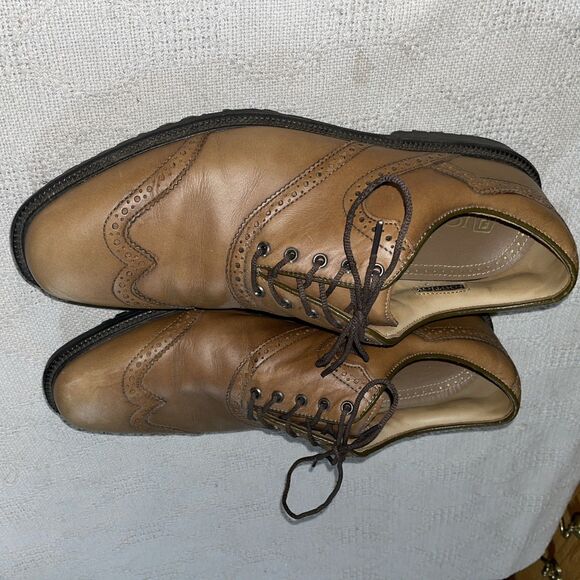 Footjoy Icon Men’s Golf Wingtip Shoes Size 10.5 M Brown Leather Outdoors Active - Picture 4 of 12